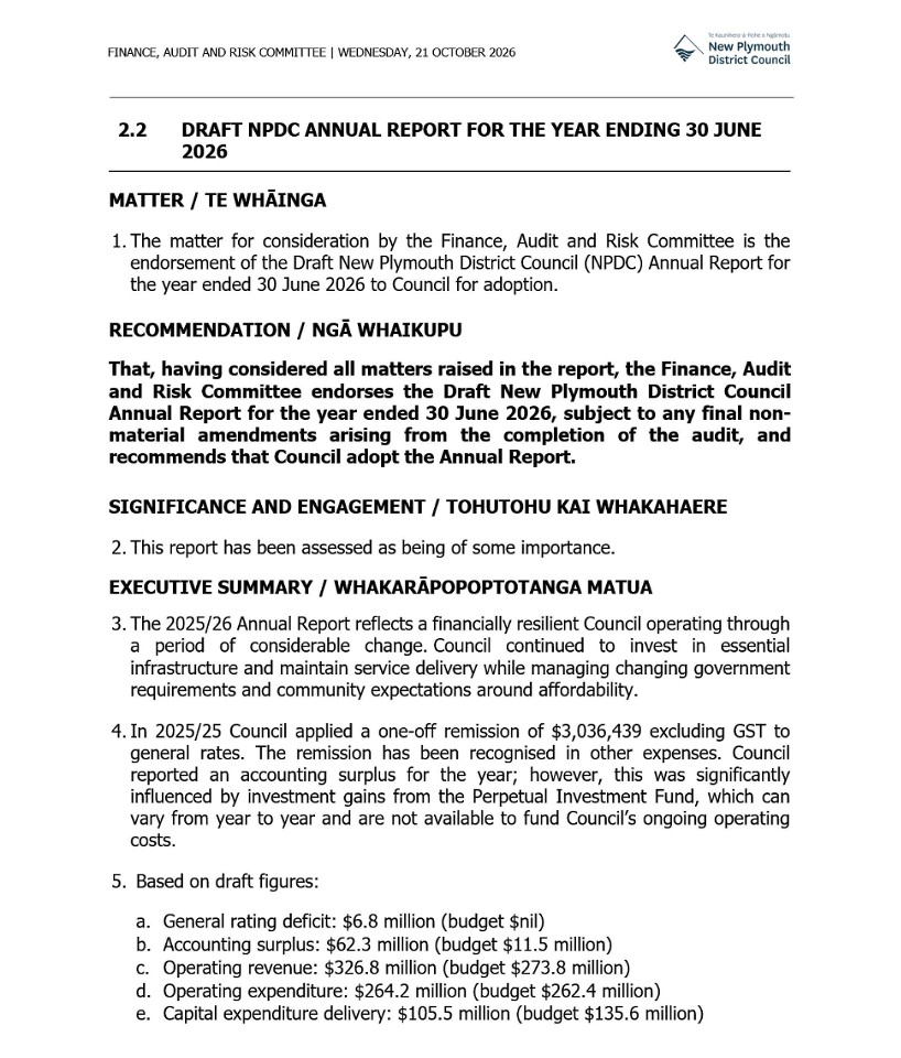 Unpaid Fringe Benefit Tax along with High Risk IT Systems have caught up with the NPDC – as well as a big chunk of new debt for the Airport.