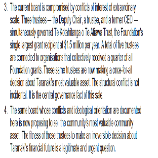 Is the Toi Foundation, and Trustees of this Foundation, the best fit for the future of Taranaki ? – Part Two